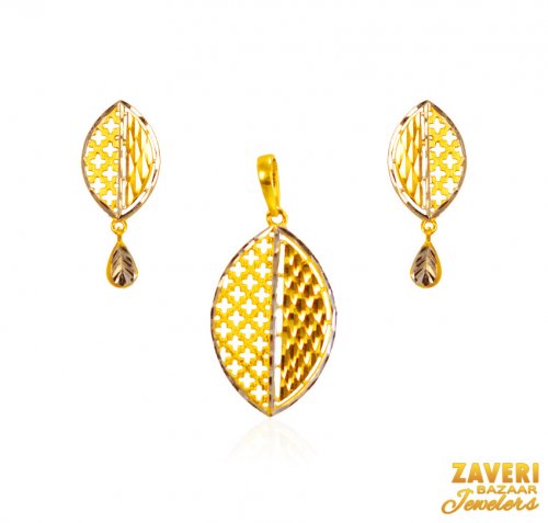 22Kt Gold Two Tone Pendant Set 