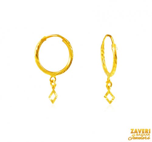 22Kt Gold Fancy Hoop Earrings 