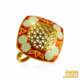 22Kt Gold Meenakari Ring ( 22K Exquisite Rings )