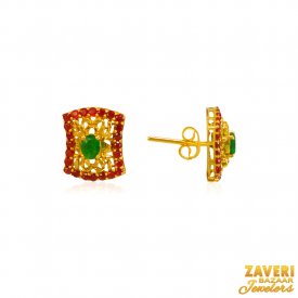 22Kt Gold Colored Stone Earrings ( Gemstone Earrings )