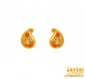 22Kt Gold Two Tone Earrings ( 22K Gold Tops )