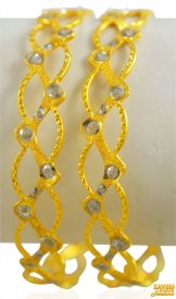 22K Gold Wavy Bangle (2pc)