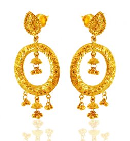 Fancy Long Earrings 22k  ( Gold Long Earrings )