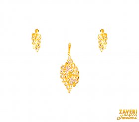 22Kt Gold Two Tone Pendant Set ( Gold Fancy Pendant Sets )