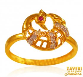 22 kt Gold Traditional Peacock Ring ( Stone Rings )