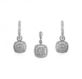 18kt White Gold Pendant Set  ( Diamond Pendant Sets )