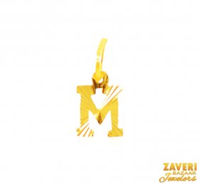 22Kt Gold Initial Pendant (M) ( Gold Initial Pendants )