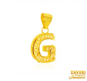 22Kt Gold Initial Pendant (G) ( Gold Initial Pendants )