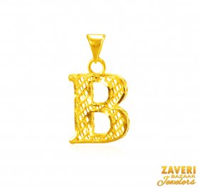 22Kt Gold Initial Pendant (B) ( Gold Initial Pendants )