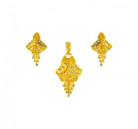 22kt Gold Two Tone  Pendant  Set ( Gold Pendant Sets )