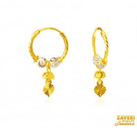 22Kt Gold Two Tone Hoop Earrings ( 22K Gold Hoops )