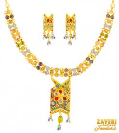 22 Kt Fancy Antique Gold Set ( 22K Antique Necklace Sets )