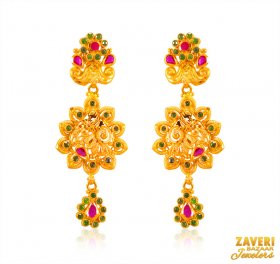 22 Karat Gold Peacock Earrings ( Gold Long Earrings )