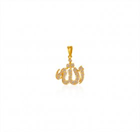 22 kt Gold Allah Pendant with CZ