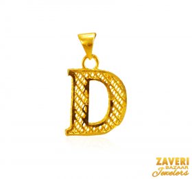 22Kt Gold Initial Pendant (D) ( Gold Initial Pendants )