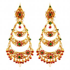 22Kt Gold Chand Bali Earrings ( Gold Long Earrings )