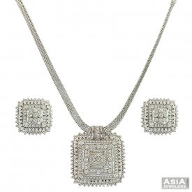22K WG Traditional Necklace Set ( White Gold Necklace Sets )