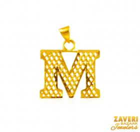 22Kt Gold Initial Pendant (M) ( Gold Initial Pendants )