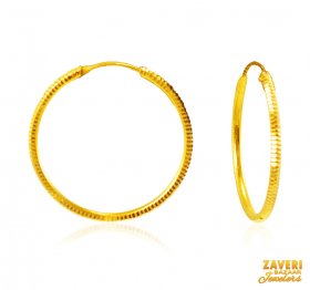 22Kt Gold Fancy Hoop Earrings ( 22K Gold Hoops )