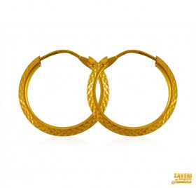 22K Gold Machine Cut Hoop ( 22K Gold Hoops )