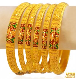 22Kt Gold Meenakari Bangles (6Pc) ( Gold Bangle Sets )