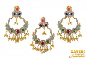 22K Multi Stone Pendant Set