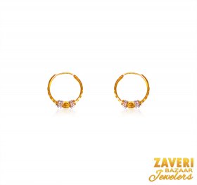 22Karat Gold Two Tone Hoops  ( 22K Gold Hoops )