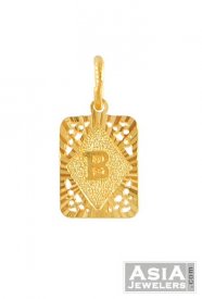 22K Gold initial B Pendant ( Gold Initial Pendants )