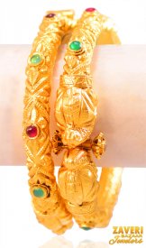 22Kt Gold Antique Kadas (2 Pc) ( 22K Antique Bangles )