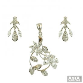 Fancy White Gold Pendant Set ( White Gold Pendant Sets )