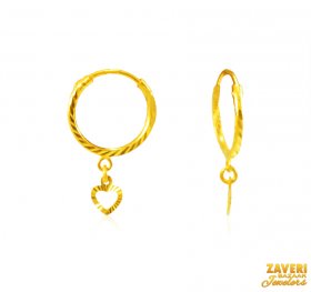 22Kt Gold Fancy Hoop Earrings ( 22K Gold Hoops )