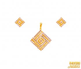 22Kt Gold Two Tone Pendant Set ( Gold Fancy Pendant Sets )