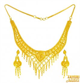 22 Karat Gold Necklace Earring Set ( 22K Gold Necklace Sets )