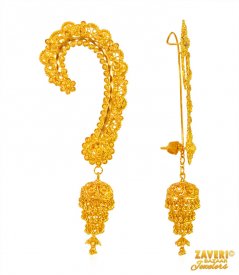 22 Kt Traditional Jhumka Earrings  ( Gold Long Earrings )