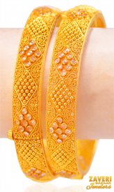 22Kt Gold Antique Kadas (2 Pc) ( 22K Antique Bangles )