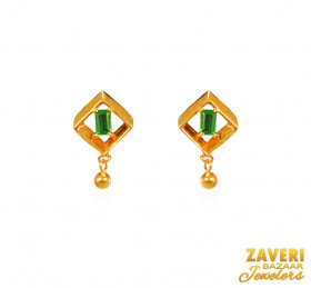22Kt Gold Colored Stone Earrings ( Gemstone Earrings )