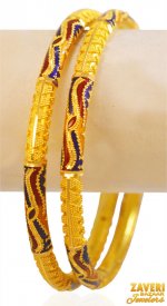 22Kt Gold Meenakari Bangles (2 Pcs) ( 22K Gold Bangles )