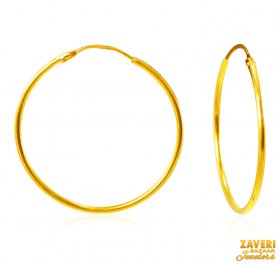 22Kt Gold Plain Hoop Earrings ( 22K Gold Hoops )