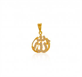 22 kt Gold Allah Pendant with CZ