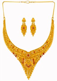  22k Gold Three Tone Necklace  Set