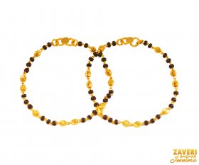 22Kt Gold Blk Beads Baby Bracelets ( Baby Bracelets )