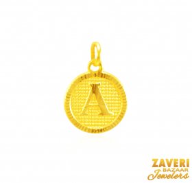 22Kt Gold Initial Pendant (A) ( Gold Initial Pendants )