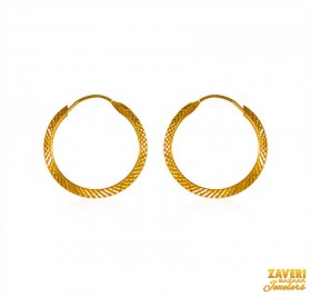 22K Gold Machine Cut Hoop ( 22K Gold Hoops )