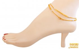 22Kt Gold Two Tone  Anklets (2 PC) ( Gold Anklets (Payals) )