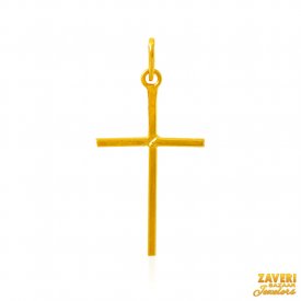 22Kt Gold Plain Cross Pendant ( Gold Jesus Pendant )