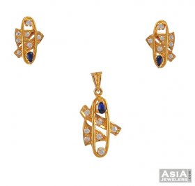 Pendant Set With Cubic Zircons ( Gold Fancy Pendant Sets )