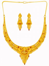 22k Gold Three Tone Necklace  Set