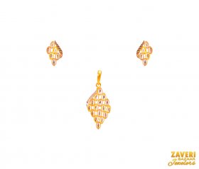 22Kt Gold Two Tone Pendant Set ( Gold Fancy Pendant Sets )