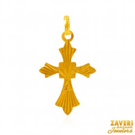 22Kt Gold Fancy Cross Pendant ( Gold Jesus Pendant )