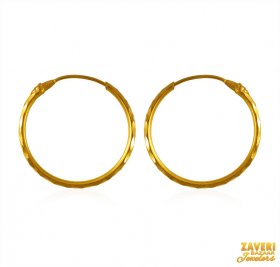 22K Gold Machine Cut Hoop ( 22K Gold Hoops )